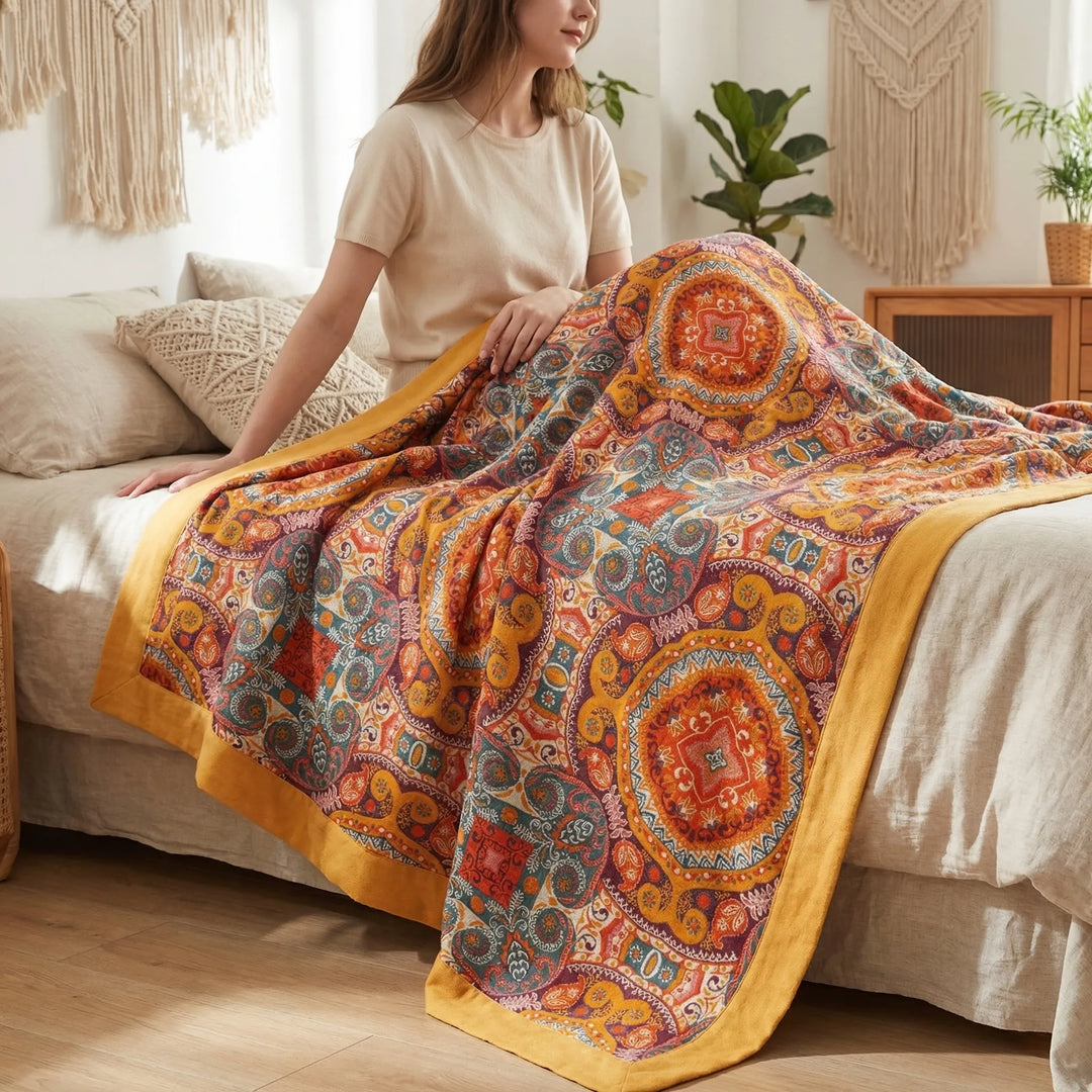 Bohovara - Reversible Boho-Print Bed Blanket