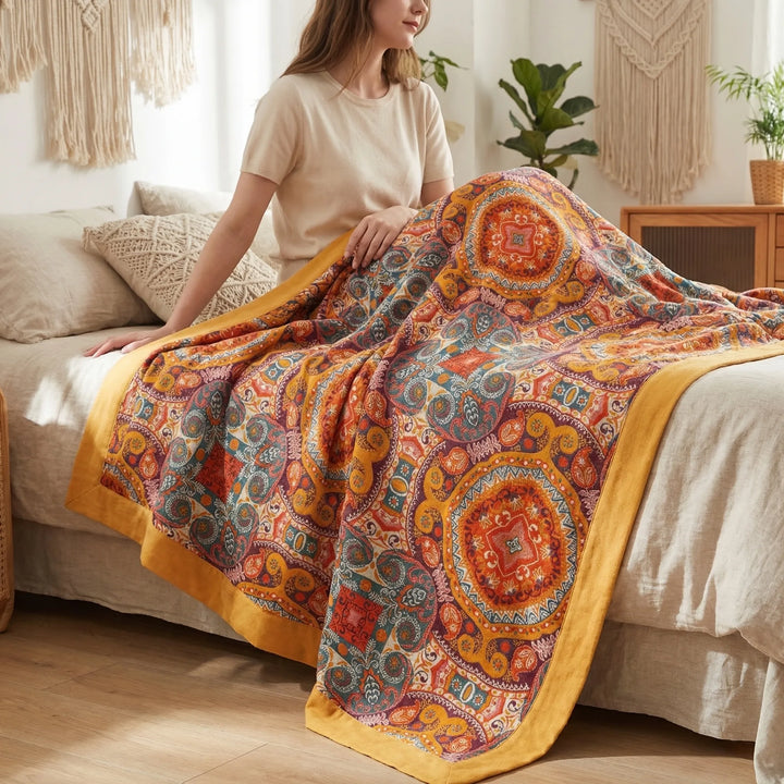 Bohovara - Reversible Boho-Print Bed Blanket