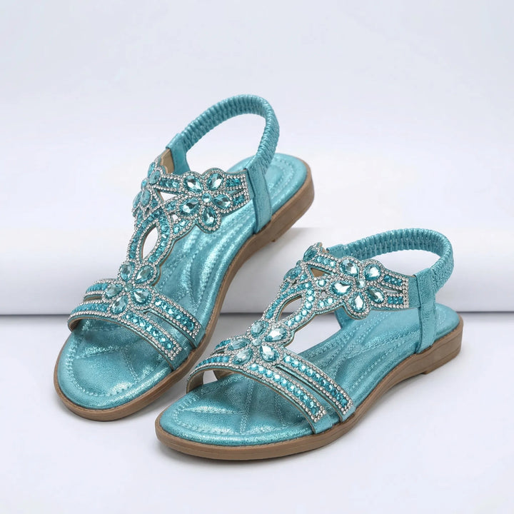 Bohvara - Embellished Open-Toe Boho Flat Sandal