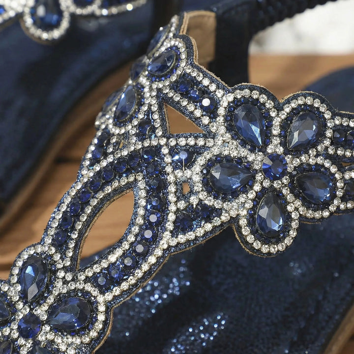 Bohvara - Embellished Open-Toe Boho Flat Sandal
