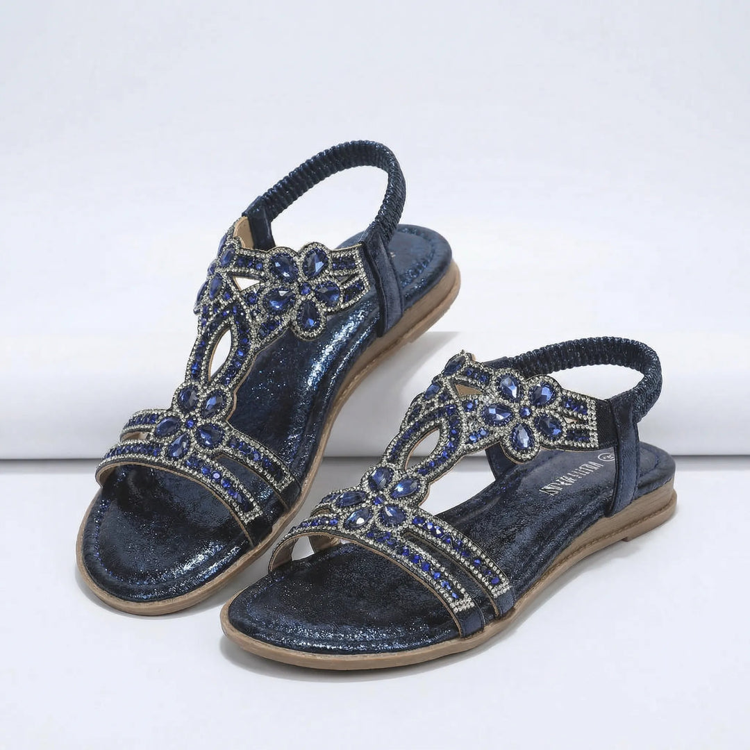 Bohvara - Embellished Open-Toe Boho Flat Sandal