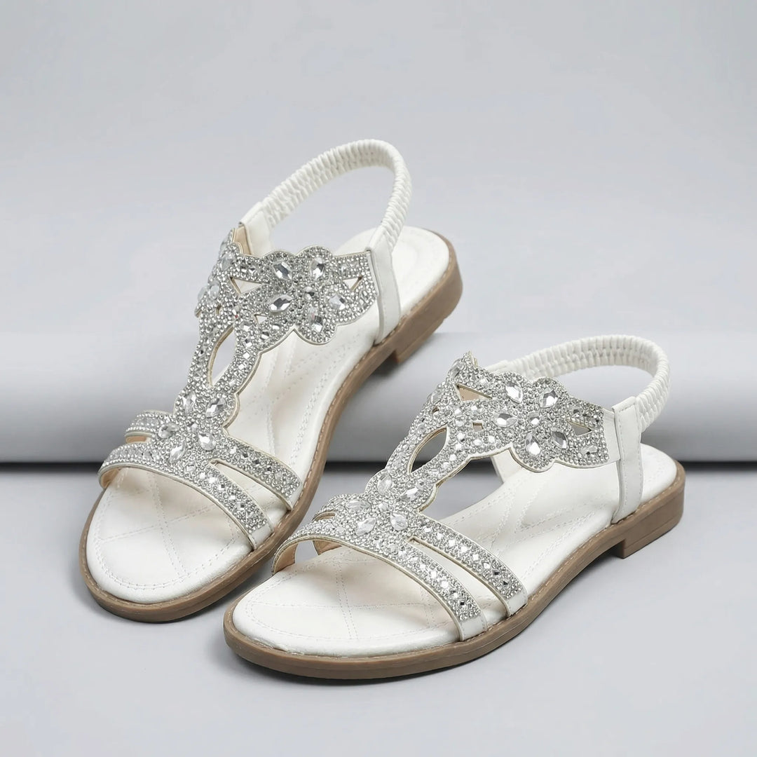Bohvara - Embellished Open-Toe Boho Flat Sandal