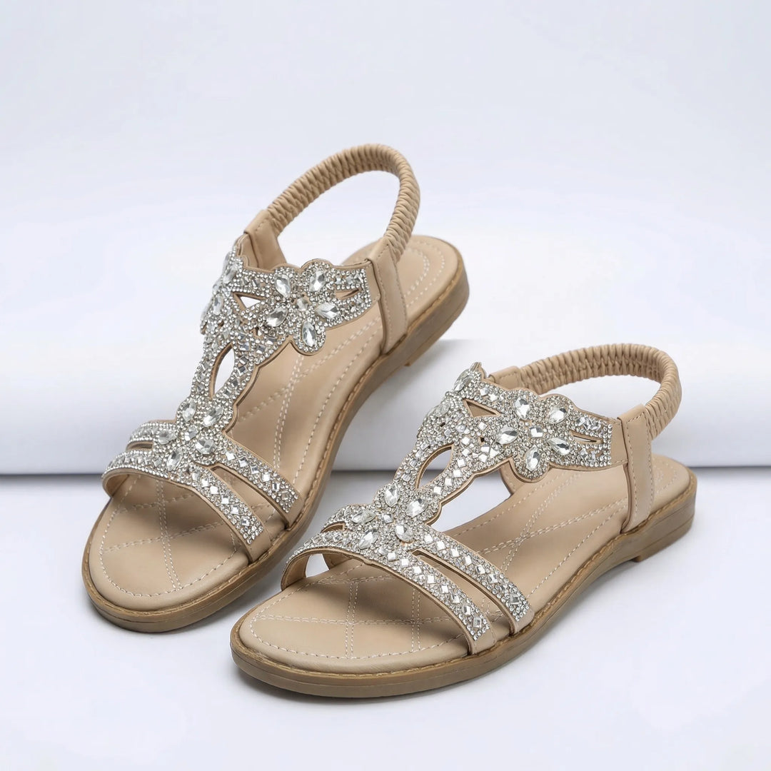 Bohvara - Embellished Open-Toe Boho Flat Sandal