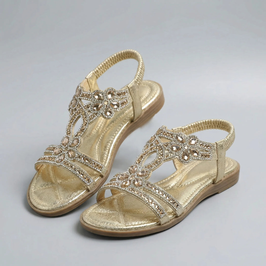 Bohvara - Embellished Open-Toe Boho Flat Sandal