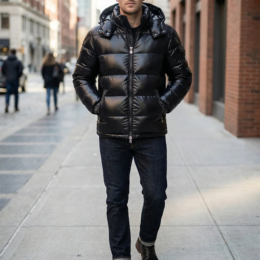 Boltusk - Glossy Quilted Hooded Puffer Jacket