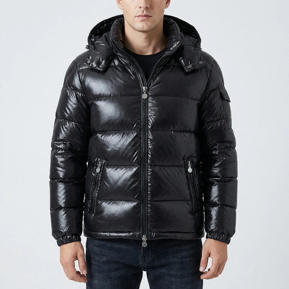 Boltusk - Glossy Quilted Hooded Puffer Jacket