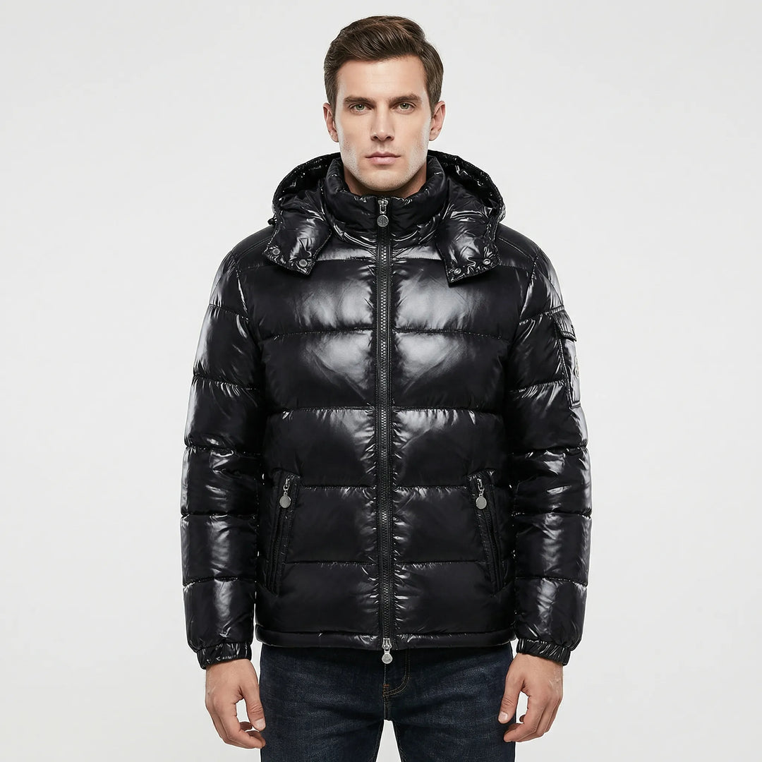 Boltusk - Glossy Quilted Hooded Puffer Jacket