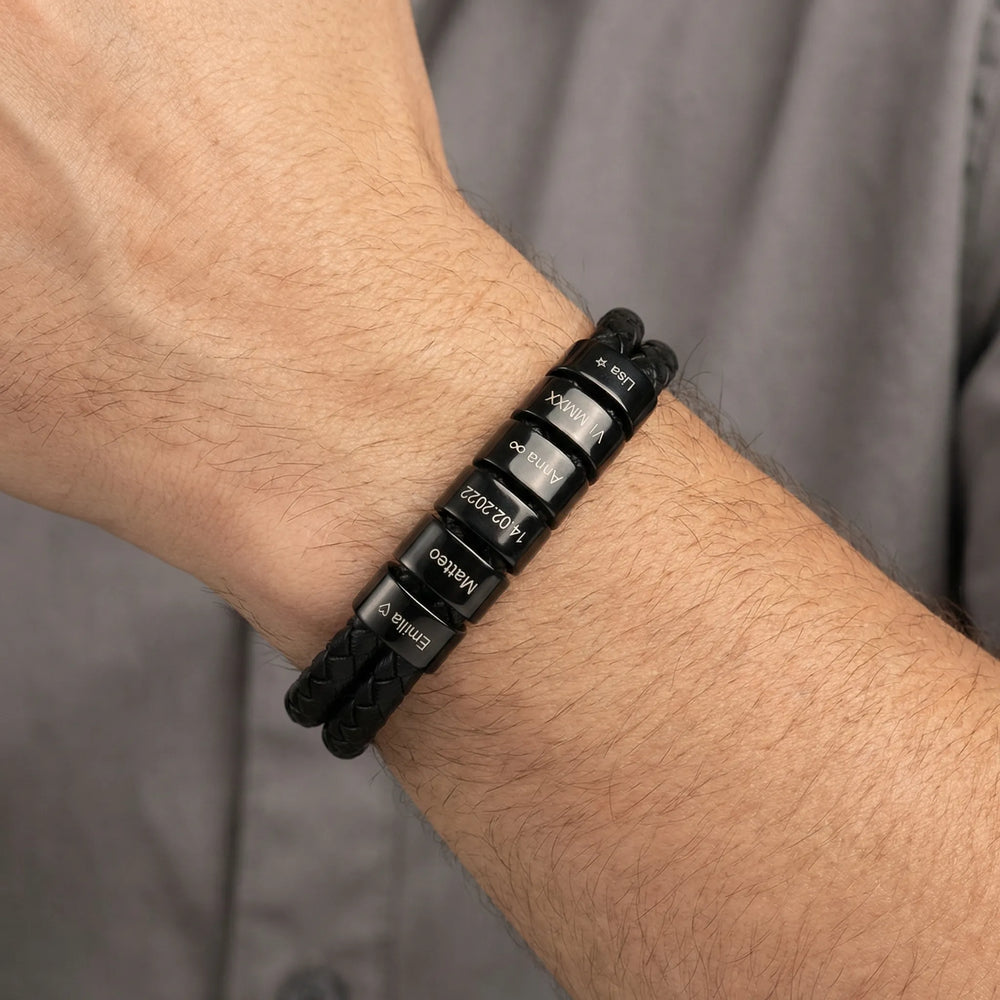 Bravoro - Braided Band Bracelet With Engraved Beads
