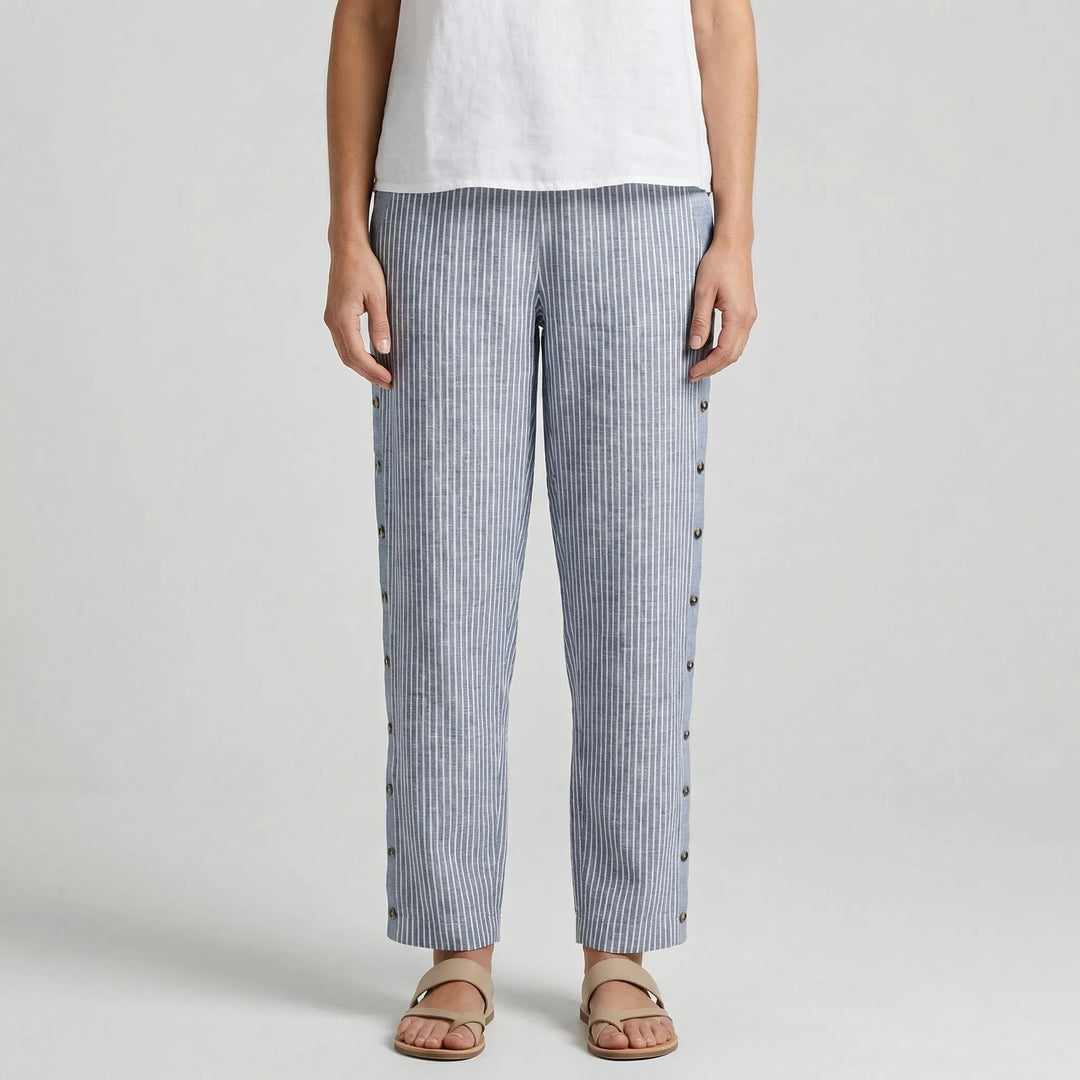 Breevia - Loose Wide-Leg Striped Casual Pants