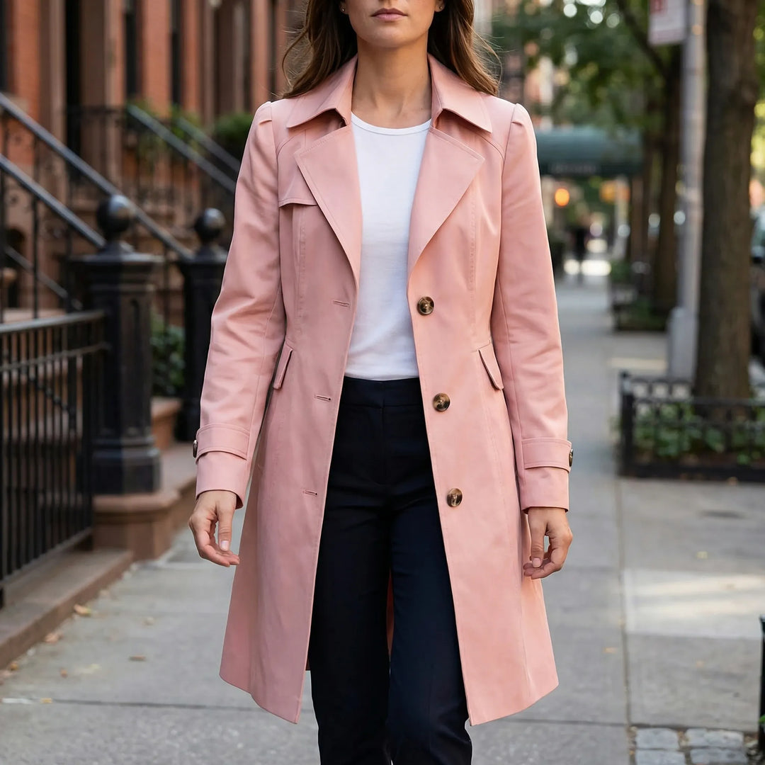 Brellova - Mid-Length Single-Breasted Trench Coat