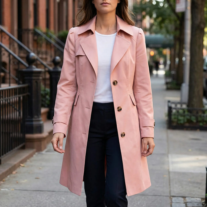 Brellova - Mid-Length Single-Breasted Trench Coat