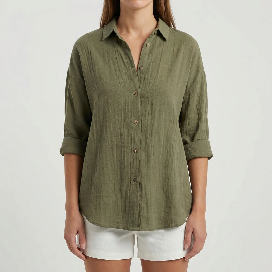 Brentelle - Relaxed Button-Down Long Sleeve Shirt