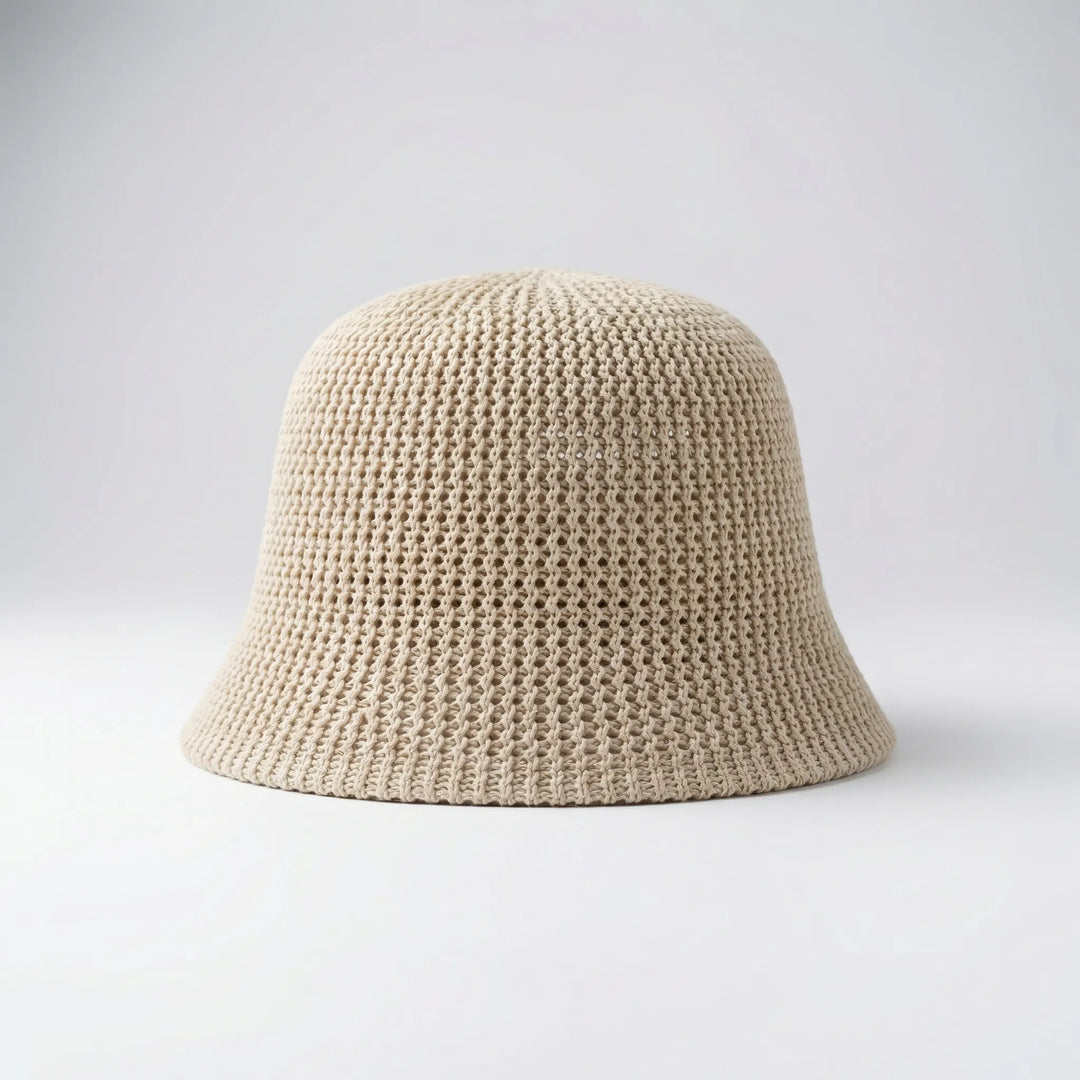 Brevala - Wide-Brim Hollow-Knit Bucket Hat