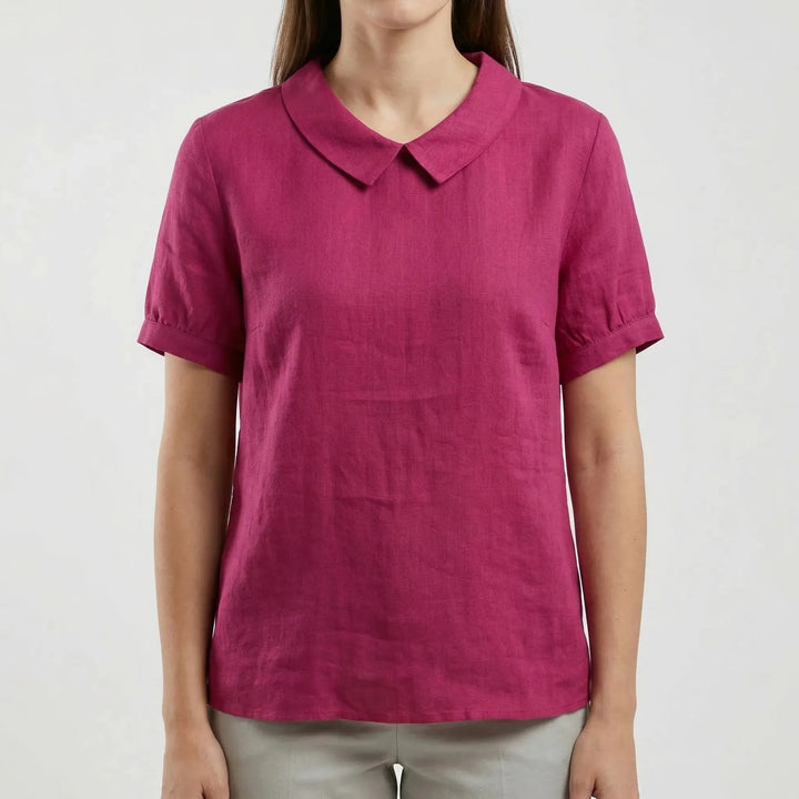Brezali - Relaxed Fit Short Sleeve Blouse