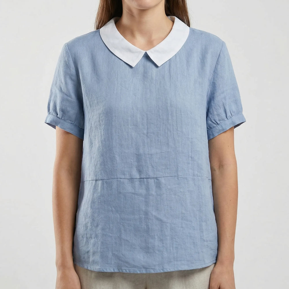 Brezali - Relaxed Fit Short Sleeve Blouse