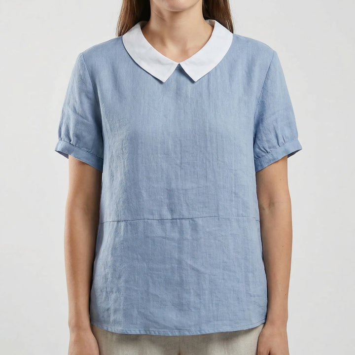 Brezali - Relaxed Fit Short Sleeve Blouse