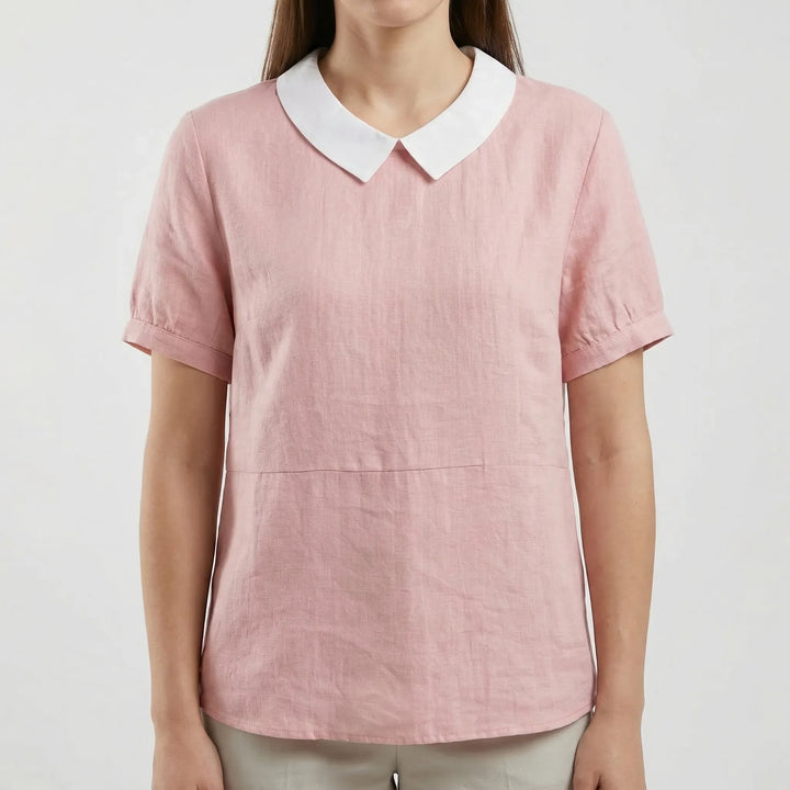 Brezali - Relaxed Fit Short Sleeve Blouse
