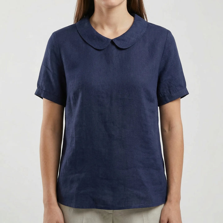 Brezali - Relaxed Fit Short Sleeve Blouse