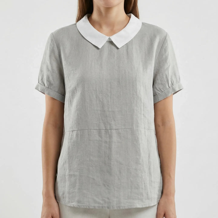 Brezali - Relaxed Fit Short Sleeve Blouse