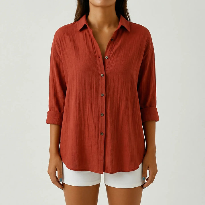 Brezara - Long-Sleeve Button-Up Women's Blouse