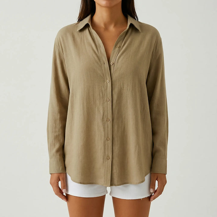 Brezara - Long-Sleeve Button-Up Women's Blouse