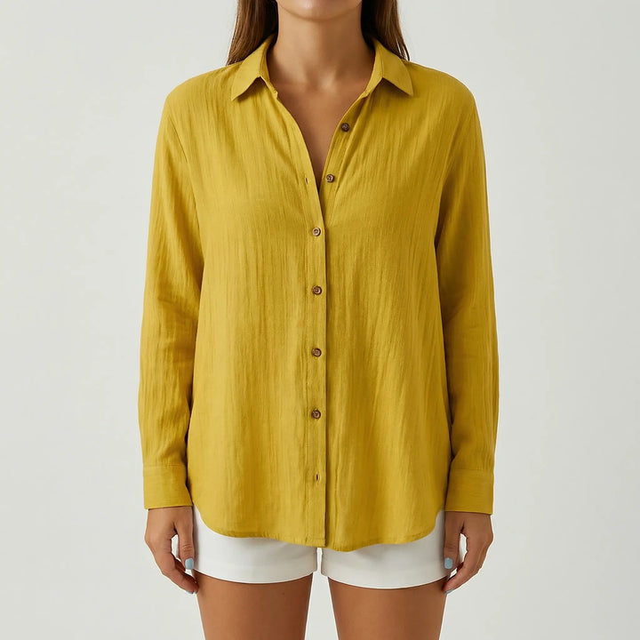 Brezara - Long-Sleeve Button-Up Women's Blouse