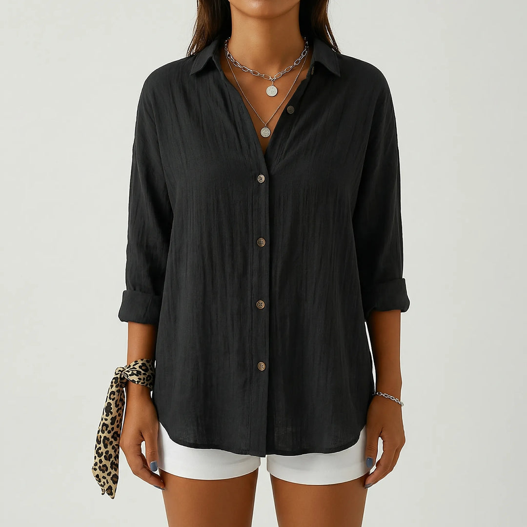 Brezara - Long-Sleeve Button-Up Women's Blouse