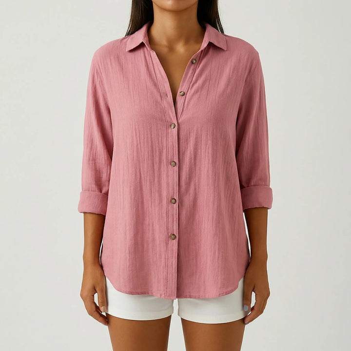 Brezara - Long-Sleeve Button-Up Women's Blouse