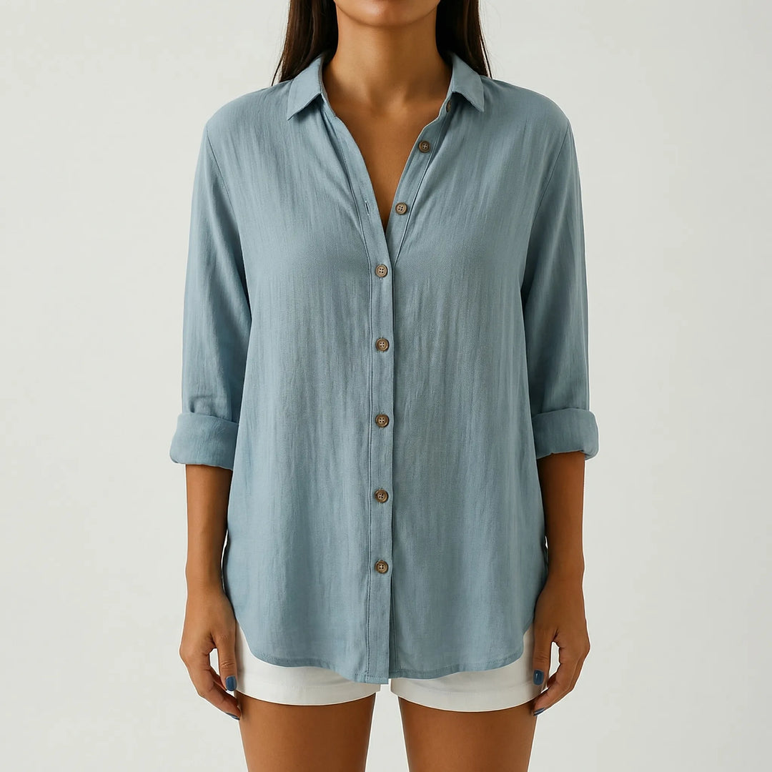 Brezara - Long-Sleeve Button-Up Women's Blouse