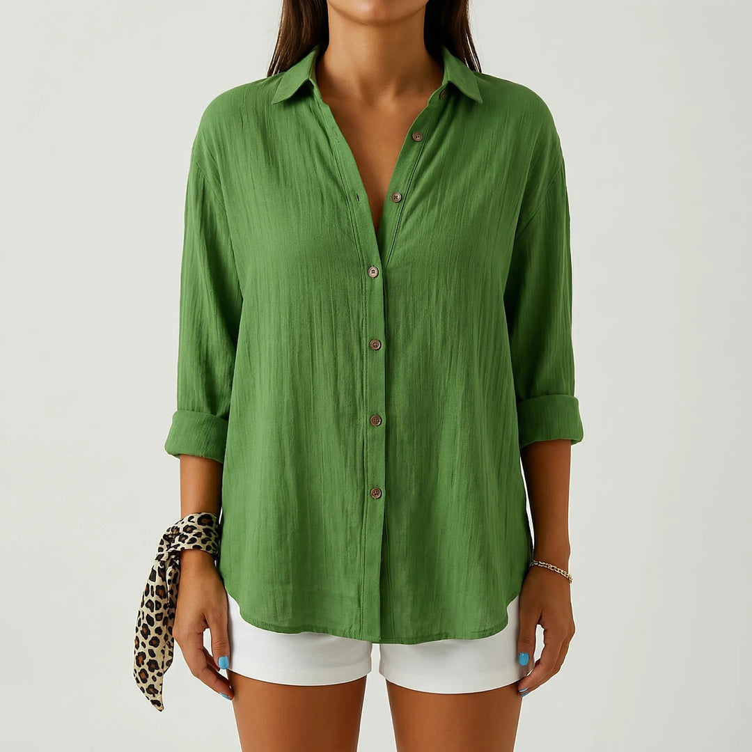 Brezara - Long-Sleeve Button-Up Women's Blouse