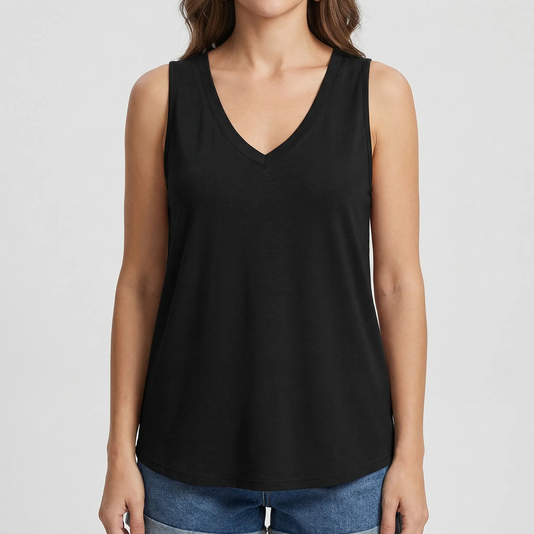 Brezova - Loose Deep V-Neck Sleeveless Top