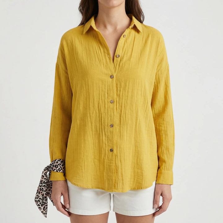 Brezzia - Relaxed Fit Button-Down Blouse