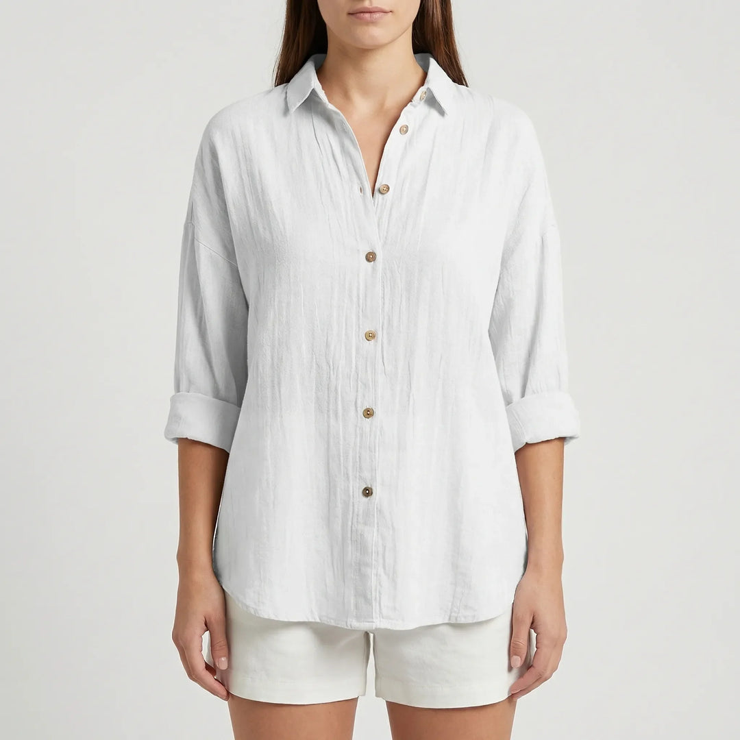 Brezzia - Relaxed Fit Button-Down Blouse