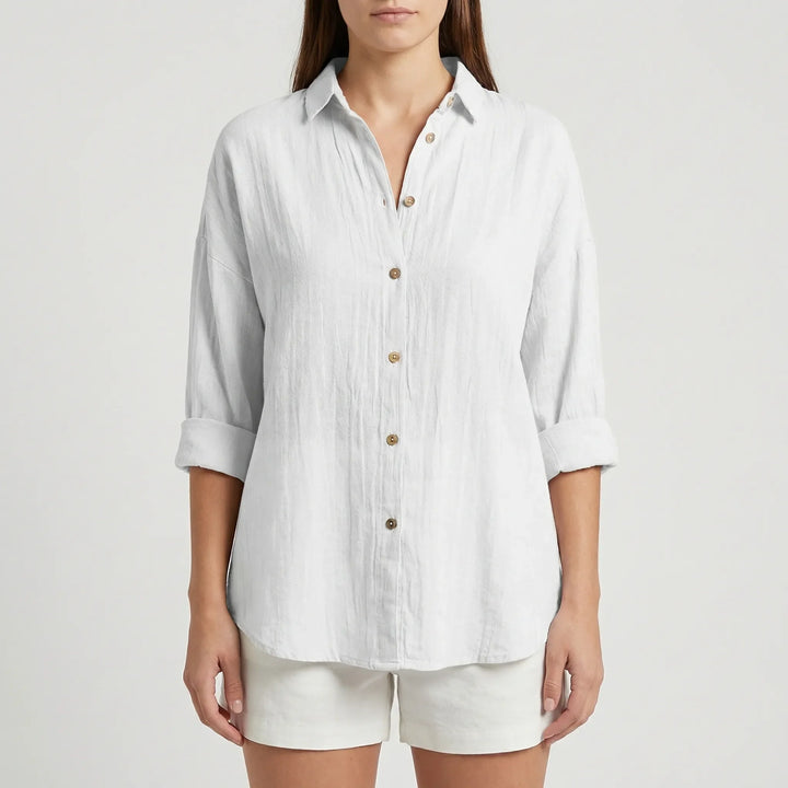 Brezzia - Relaxed Fit Button-Down Blouse