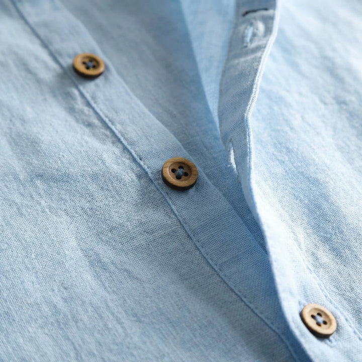 Briston - Collarless Henley-Style Long Sleeve Shirt