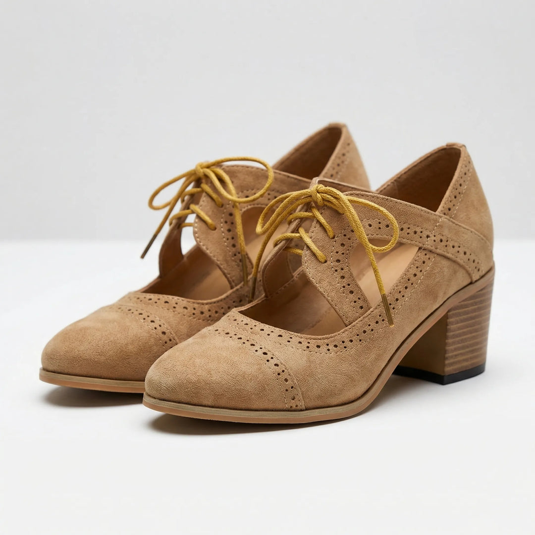Broquella - Lace-Up Block Heel Brogue Boot