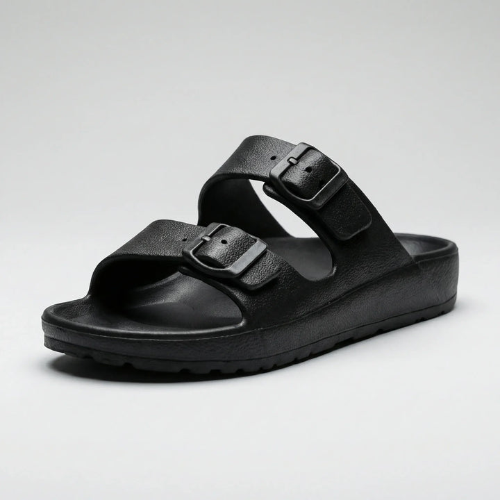 Buckivo - Double Buckle Open-Toe Slide Sandal