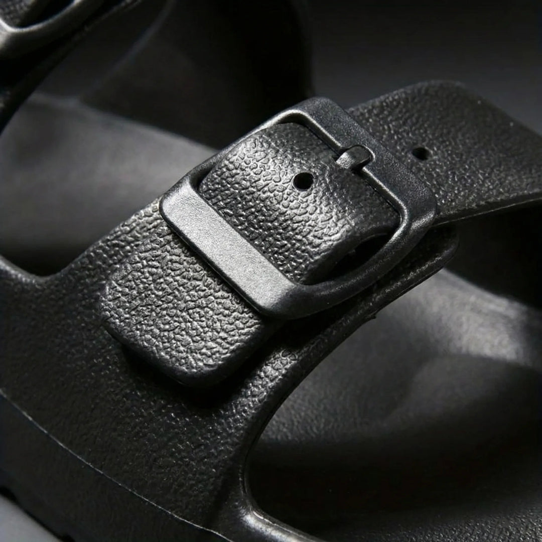 Buckivo - Double Buckle Open-Toe Slide Sandal