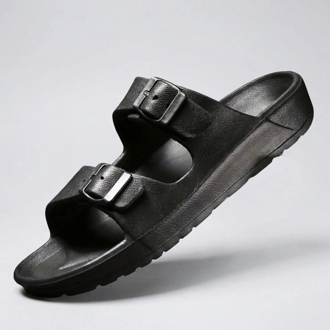 Buckivo - Double Buckle Open-Toe Slide Sandal