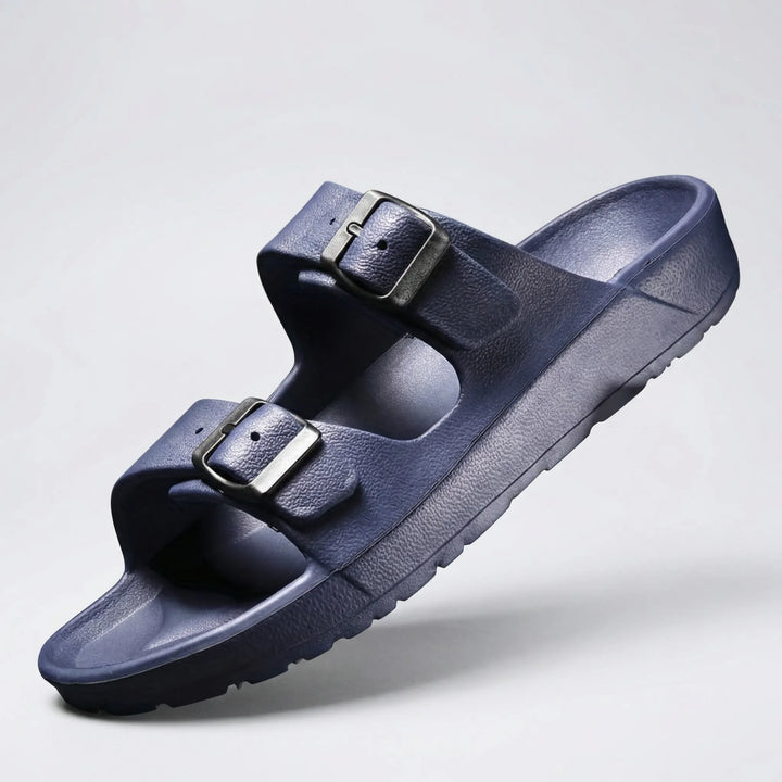 Buckivo - Double Buckle Open-Toe Slide Sandal