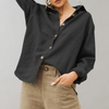 Vintage Linne Blus för Kvinnor