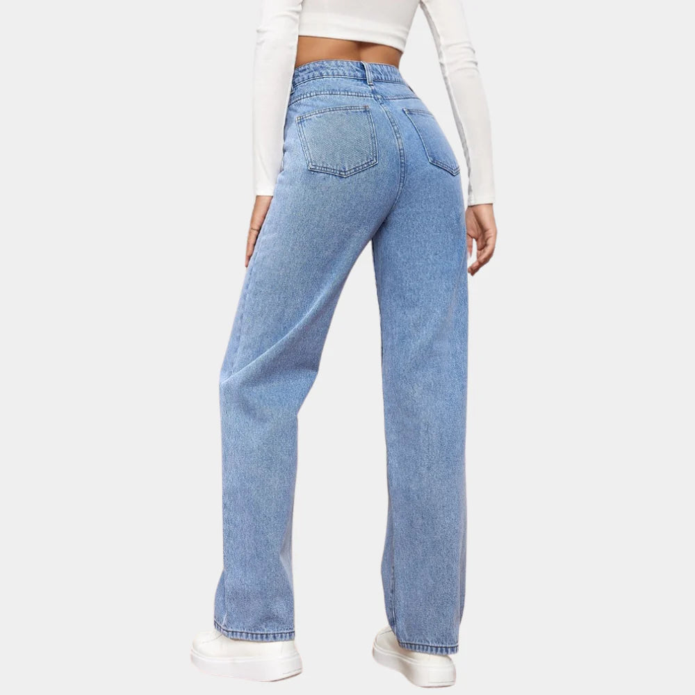 Avslappnade raka jeans för kvinnor
