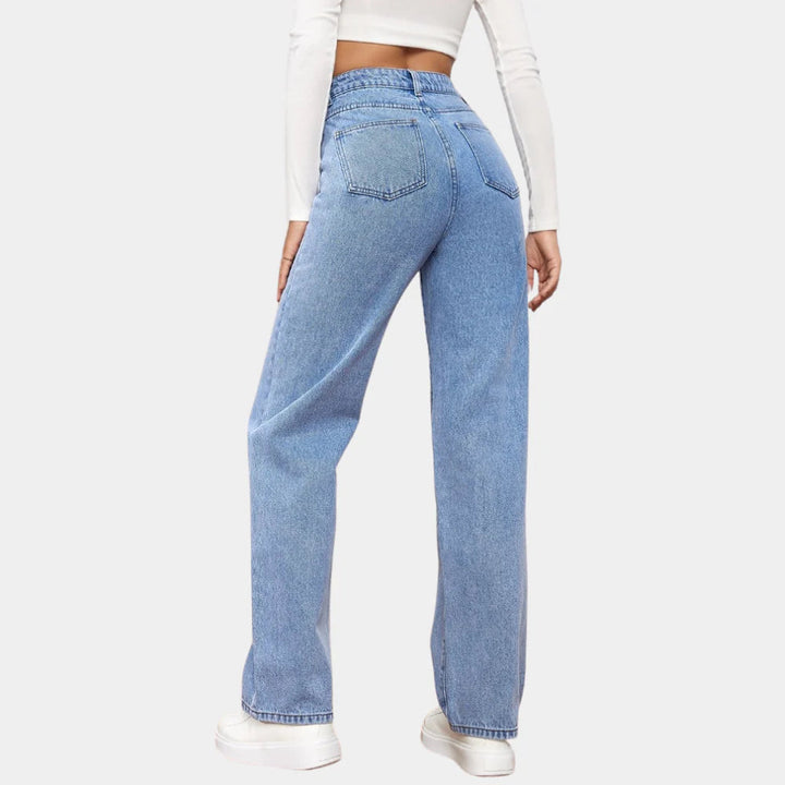 Avslappnade raka jeans för kvinnor