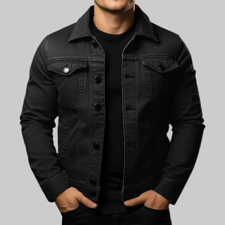 Avslappnad Solid Denimjacka för Män