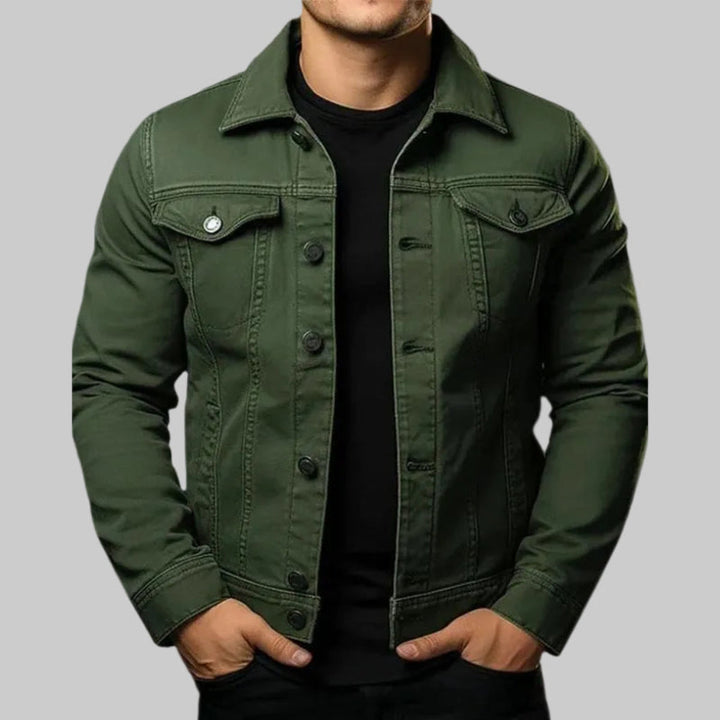 Avslappnad Solid Denimjacka för Män