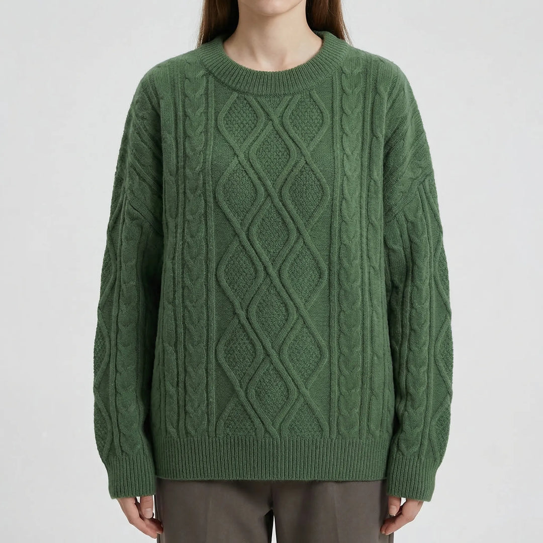 Cablova - Oversized Cable Knit Crewneck Pullover