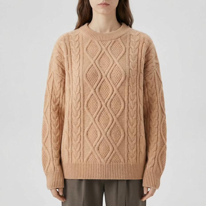 Cablova - Oversized Cable Knit Crewneck Pullover