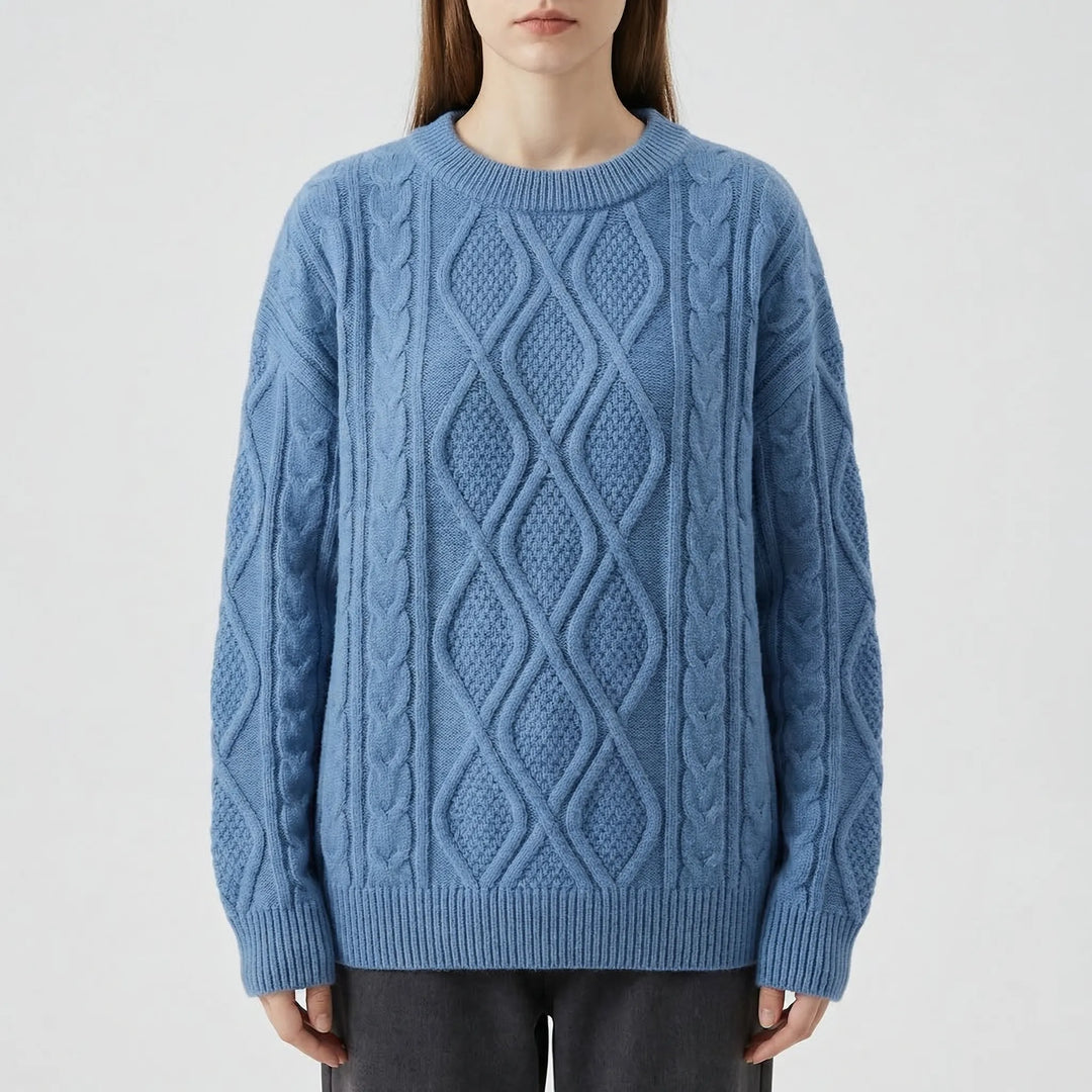 Cablova - Oversized Cable Knit Crewneck Pullover