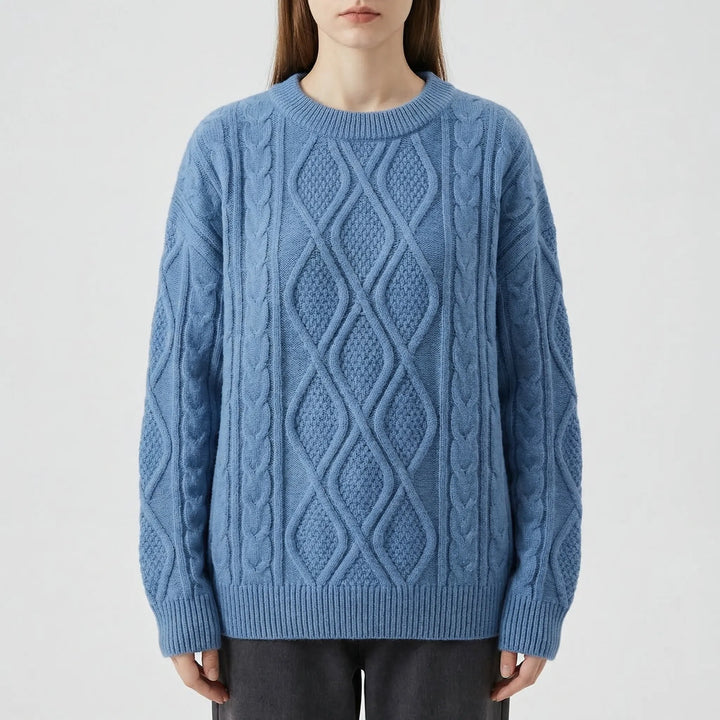 Cablova - Oversized Cable Knit Crewneck Pullover