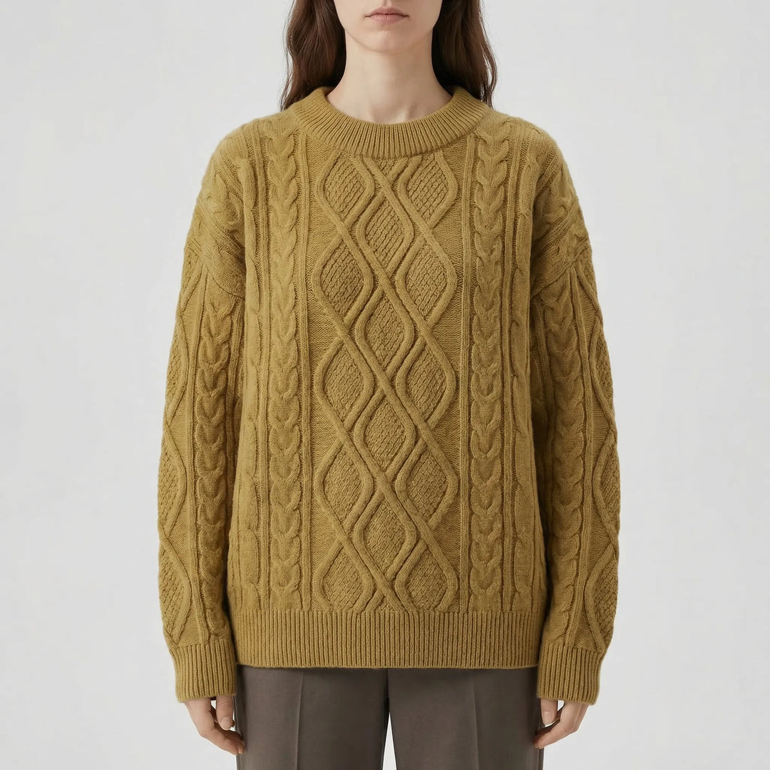 Cablova - Oversized Cable Knit Crewneck Pullover